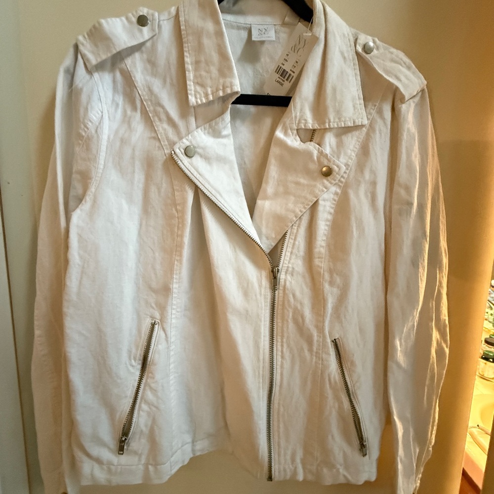 New York & Company White Retro Jacket